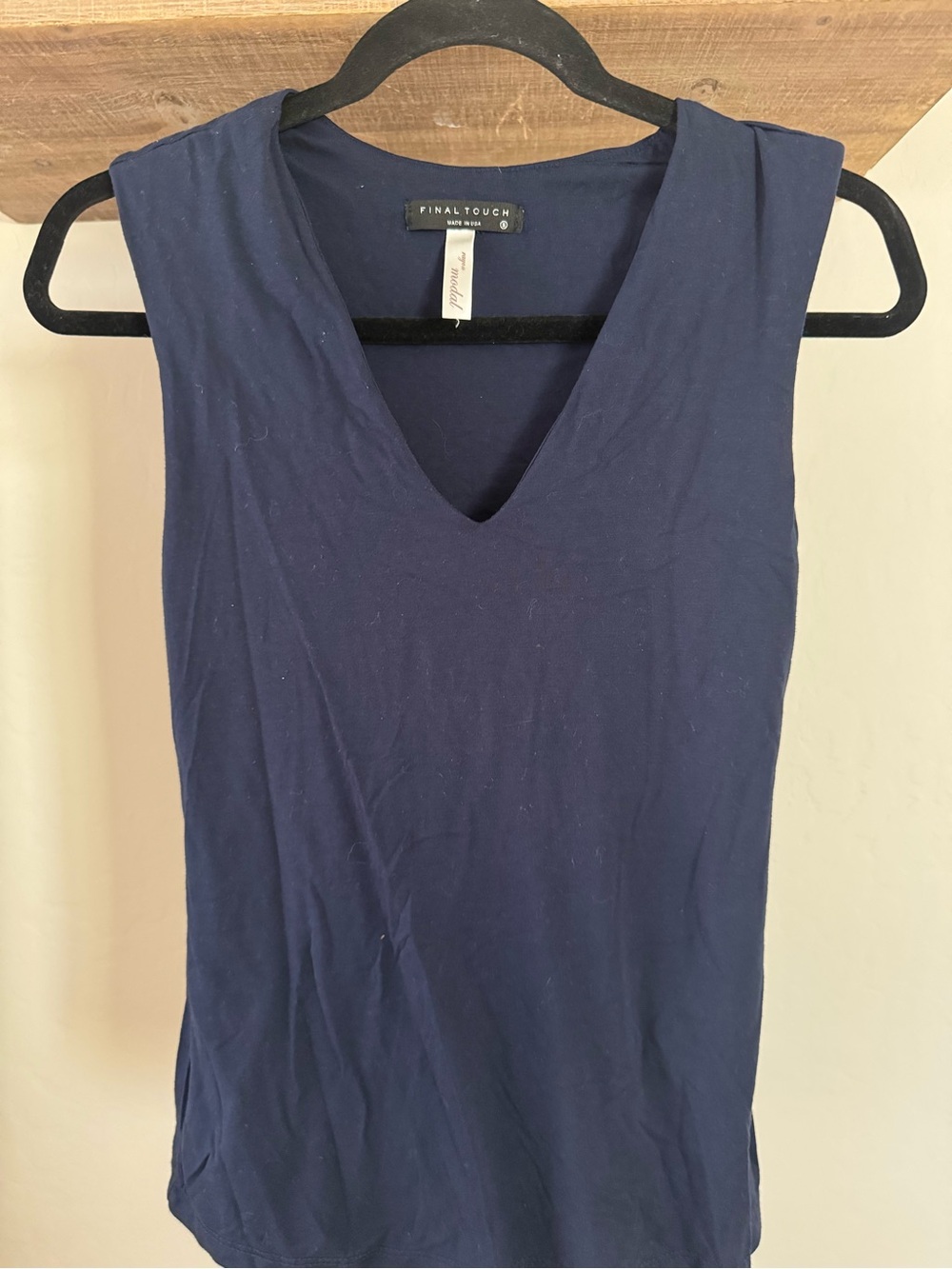 Final Touch Deep Navy V-Neck Sleeveless Tank